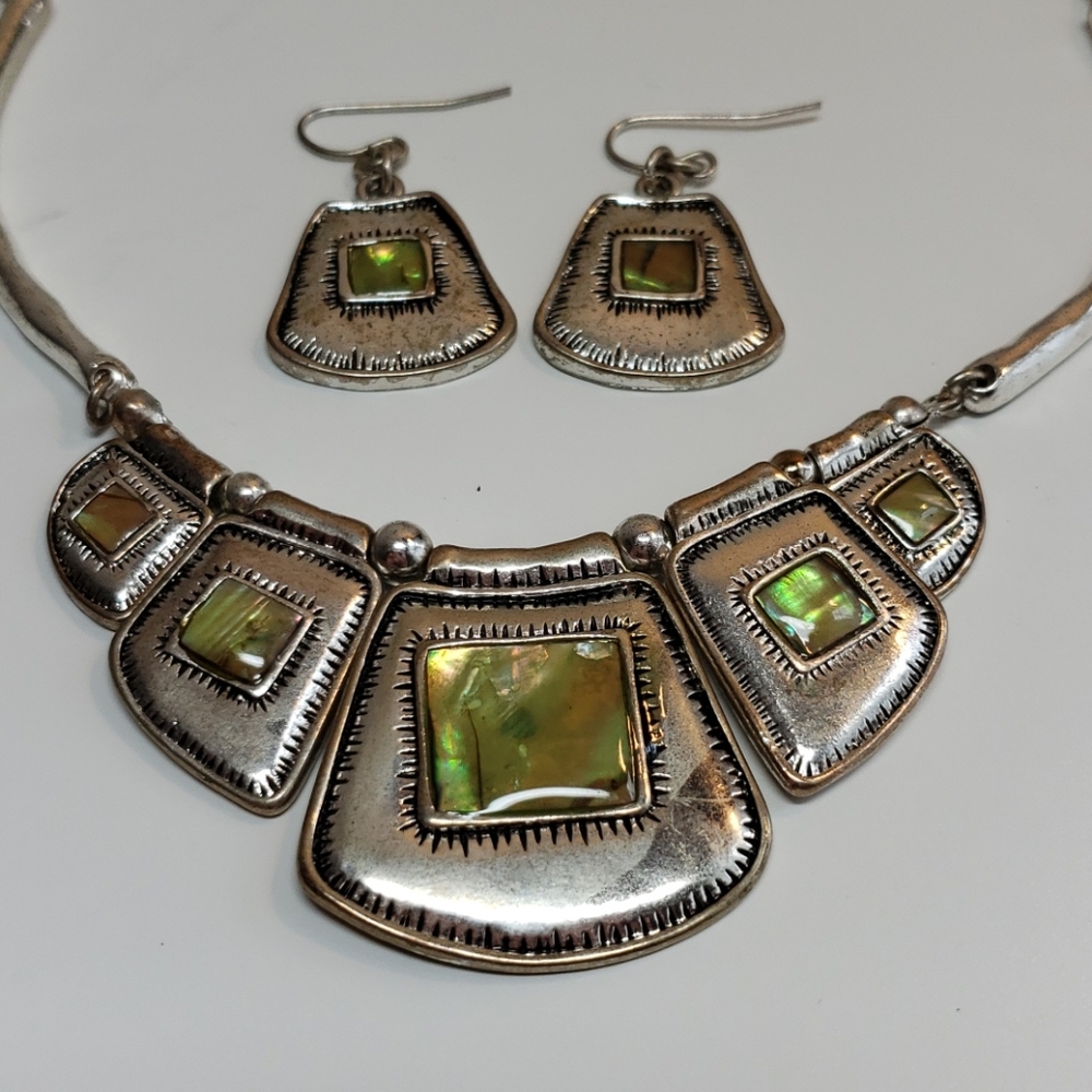 Silver Necklace and Earring Set